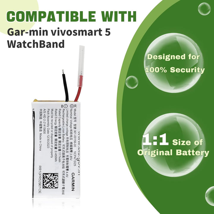 Swark Neu 361-00156-00 Akku Ersatz Kompatibel mit Garmin vivosmart 5 Ersatzbatterie