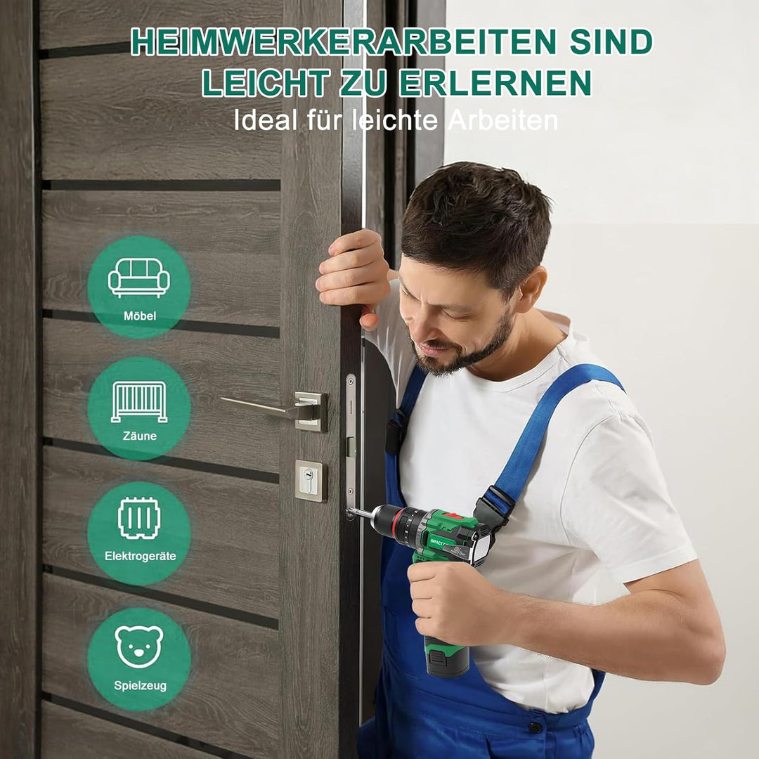 Akku Bohrschrauber, 16.8V 50 N.m Akkuschrauber Klein Bohrmaschine Akkubohrschrauber Set Mit 2 * 2.0a