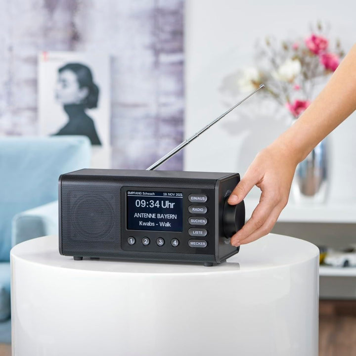 Hama DAB Radio mit DAB+/DAB und FM DR1000DE (Digitalradio mit grossem Display, Küchenradio mit einfa