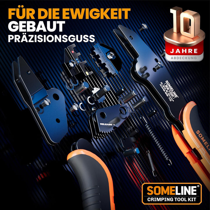 SOMELINE® Crimpzange Stossverbinder Set, 0,34-6mm² Kabelschuhzange, mit 3 Arten Isolierte Stossverbi