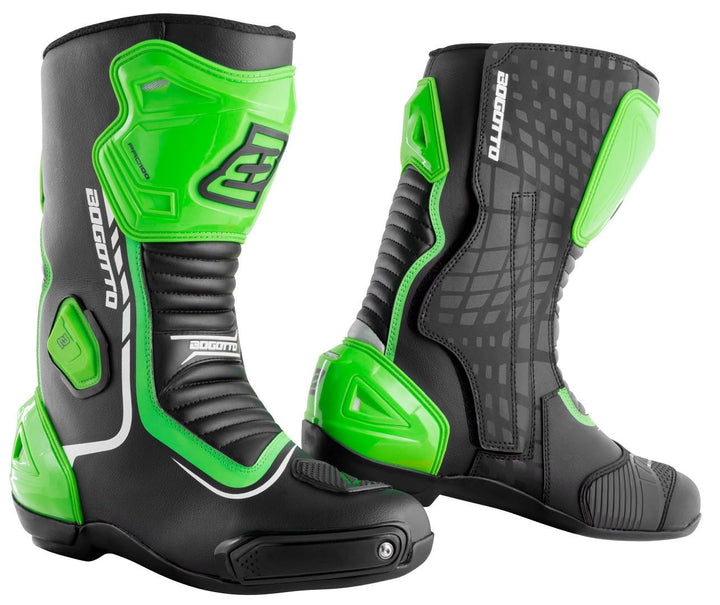 Bogotto Race-X Motorrad Stiefel, schwarz/grün, 47 47 EU Schwarz Grün, 47 EU Schwarz Grün