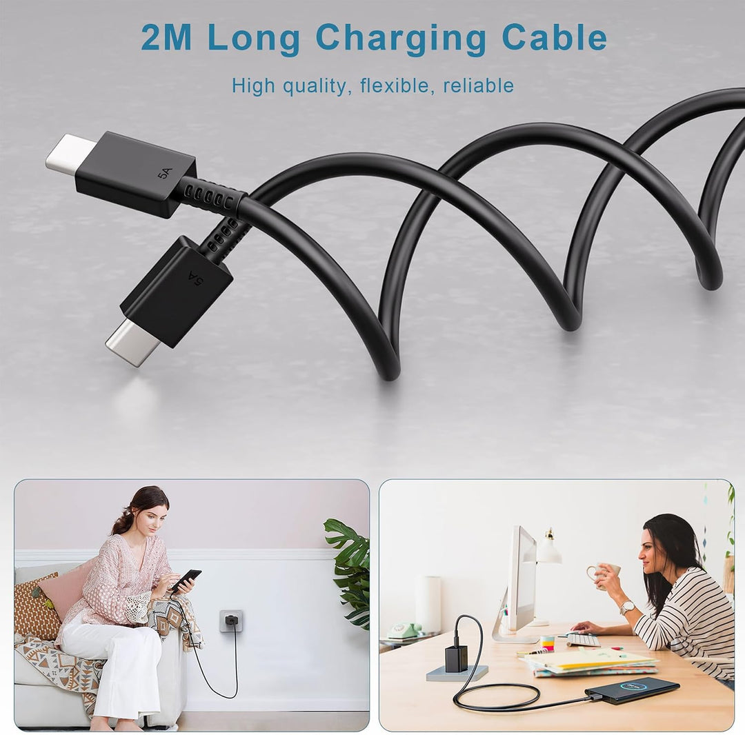 45W USB C Ladegerät Schnellladegerät, Super Fast Charger Netzteil mit 2 m 5A Ladekabel Schnellladeka