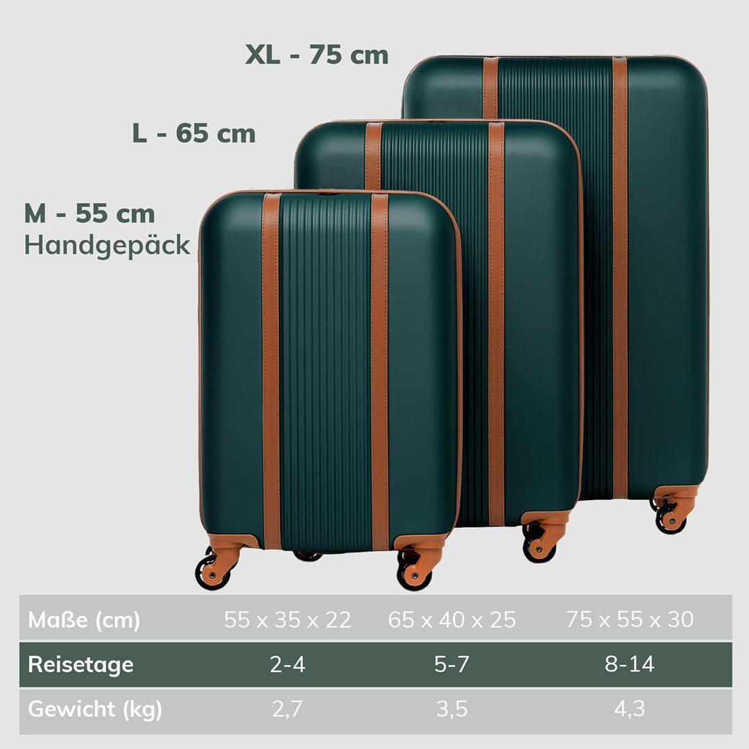 FERGÉ Kofferset Hartschale 3-teilig Milano Koffer Trolley-Set mit Handgepäck Hartschalenkoffer 4 Rol