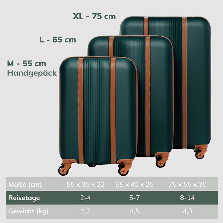 FERGÉ Kofferset Hartschale 3-teilig Milano Koffer Trolley-Set mit Handgepäck Hartschalenkoffer 4 Rol