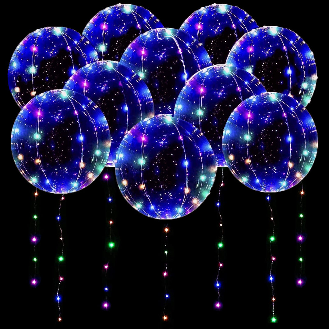 10 Pack Leuchtende Luftballons, LED Luftballons Bunt Transparente Bobo ballon, Wiederverwendbare bal