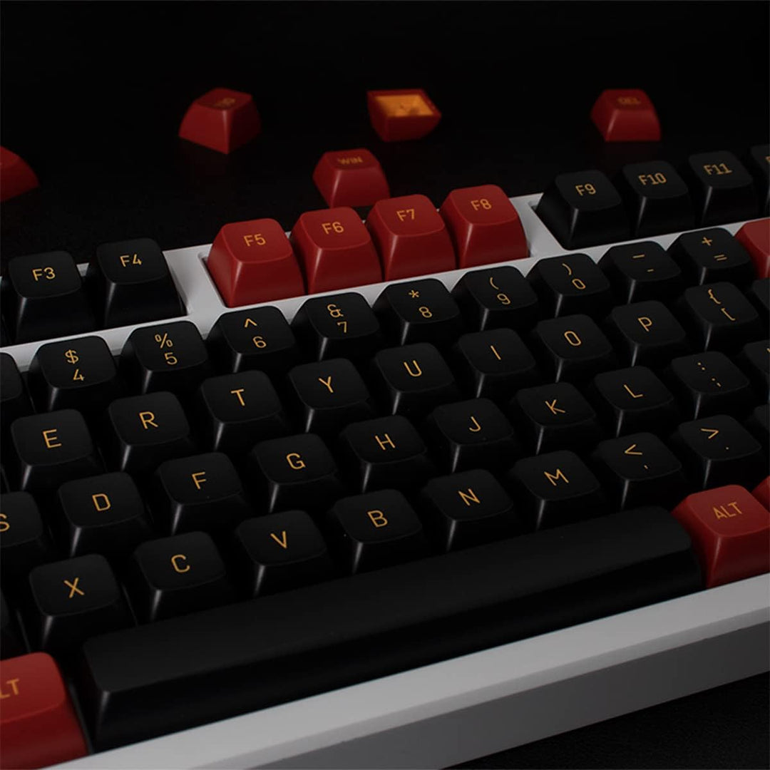 Double Shot Tastenkappen 150 Tasten MSA Profil ISO/ANSI Layout Rot und Schwarz Tastenkappen-Set für
