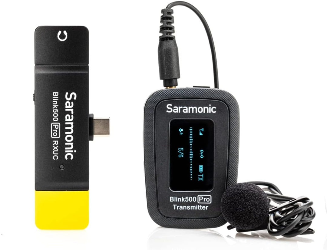 Saramonic Blink500 Pro B5 Mini Dual-Channel Stereo Funkmikrofon mit Ladetasche, 3,5 mm Kopfhörerausg
