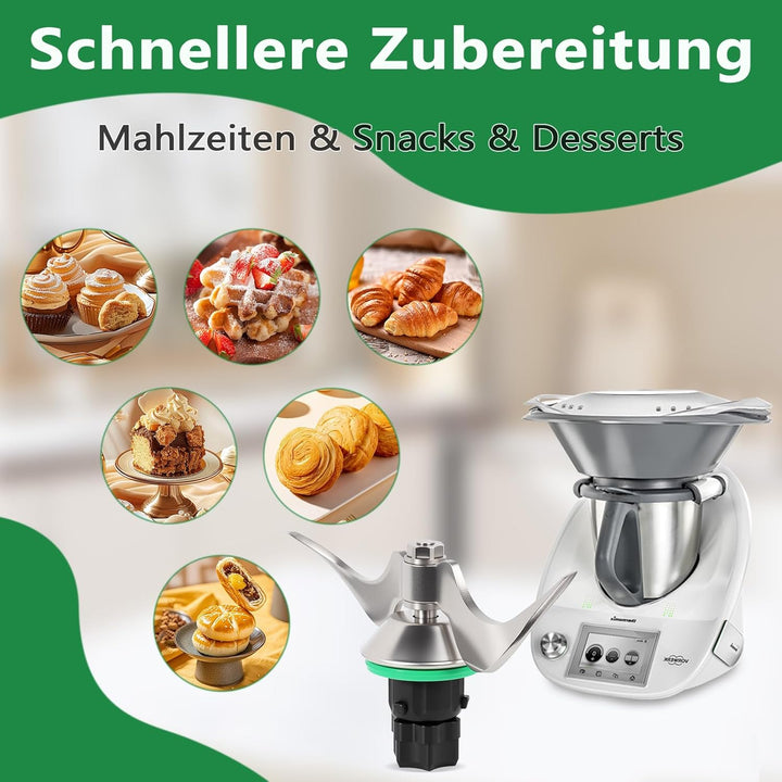 Edelstahl Teigmesser für Vorwerk Thermomix TM6 / TM5, Präzises Mixmesser Ersatzteil, Kein Teigrückst