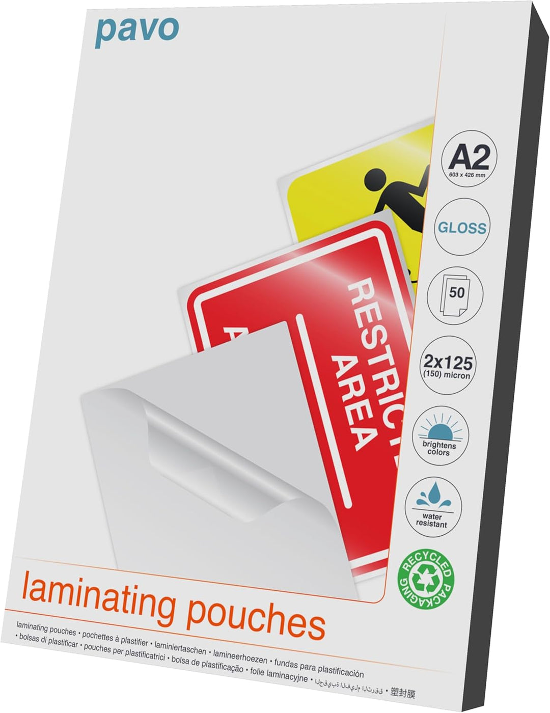 Pavo 8005857 Premium Laminierfolien DIN A2, 2 x 125 micron, 50-er Pack