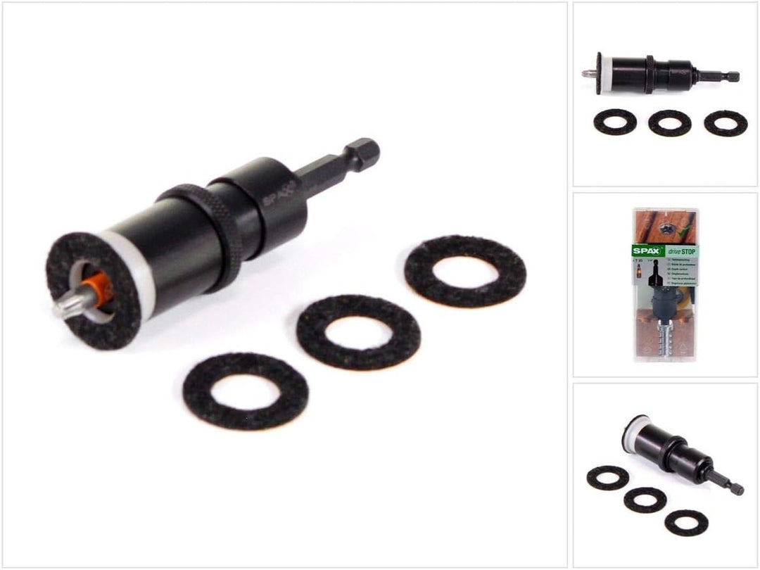 SPAX Drive STOP, variabler Tiefenbegrenzer, SPAX-Bit T-STAR plus T25 INOX (rostfrei) und 3 Stück Ers