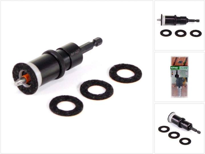 SPAX Drive STOP, variabler Tiefenbegrenzer, SPAX-Bit T-STAR plus T25 INOX (rostfrei) und 3 Stück Ers