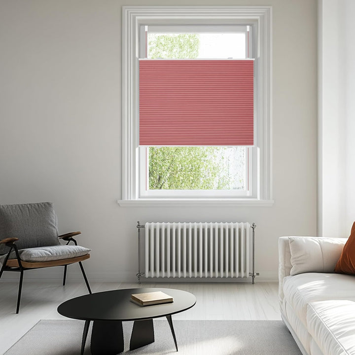 BelleMax Wabenplissee ohne Bohren Verdunkelung Thermo Plissee Klemmfix, Weinrot-weiss 40x110cm(BxH),