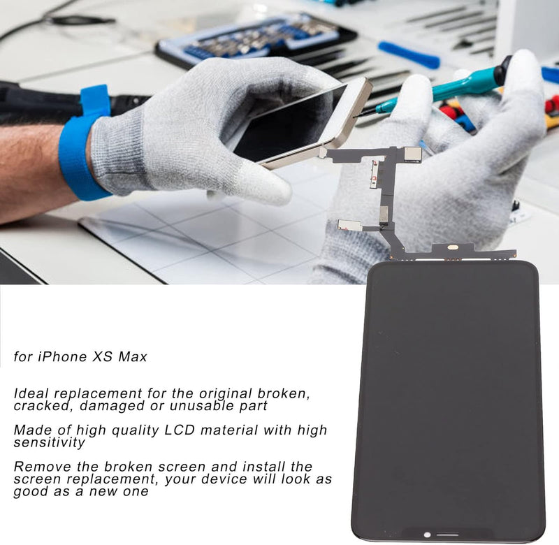 banapoy LCD-Bildschirm Ersatz für iPhone XS Max Bildschirm Ersatz, 6,5 Zoll LCD 3D Touchscreen Displ