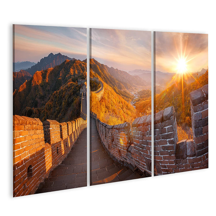 islandburner Bild auf Leinwand Chinesische Mauer China Herbst Bilder Wandbilder Poster Leinwand 130x