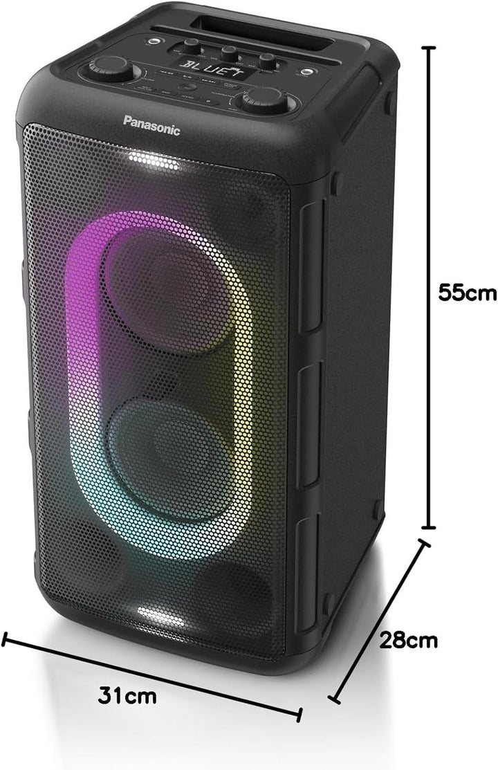 Panasonic SC-BMAX10E-K Tragbarer Party-Lautsprecher mit Bluetooth, integrierter Beleuchtung, 150 W,
