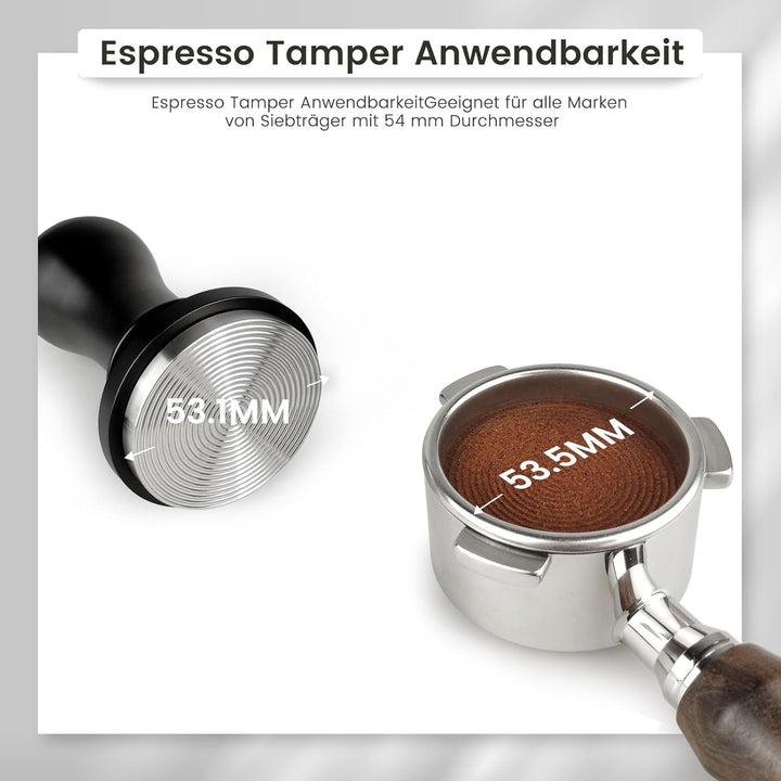 Tamper 54mm, 30lbs Druckregulierend Kaffee Tamper mit Feder, Anpressdruck Espresso Tamper mit Edelst