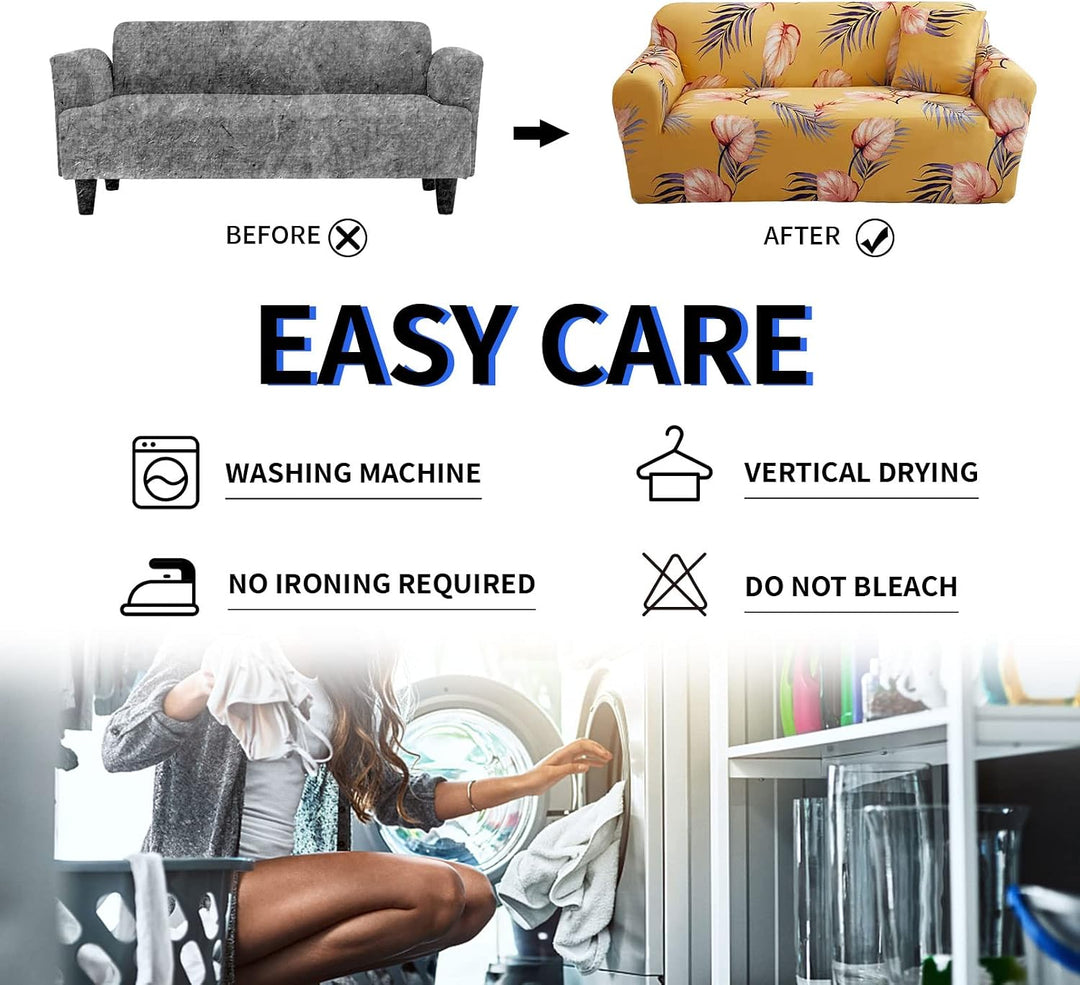 Lydevo Sofabezug 1 Sitzer Stretch Sofahusse Elastischer Sofabezug Spandex Sofa Überzug mit 3 Kissenb
