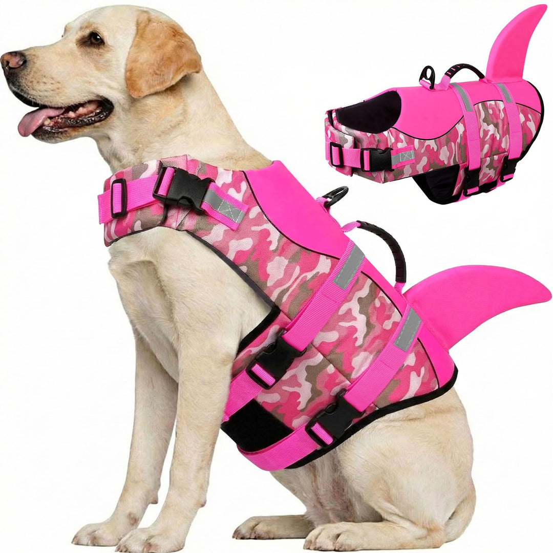 CITÉTOILE Schwimmweste Hunde Hai, Leicht und Sicher für Wassersport, hundeschwimmweste mit Griff und