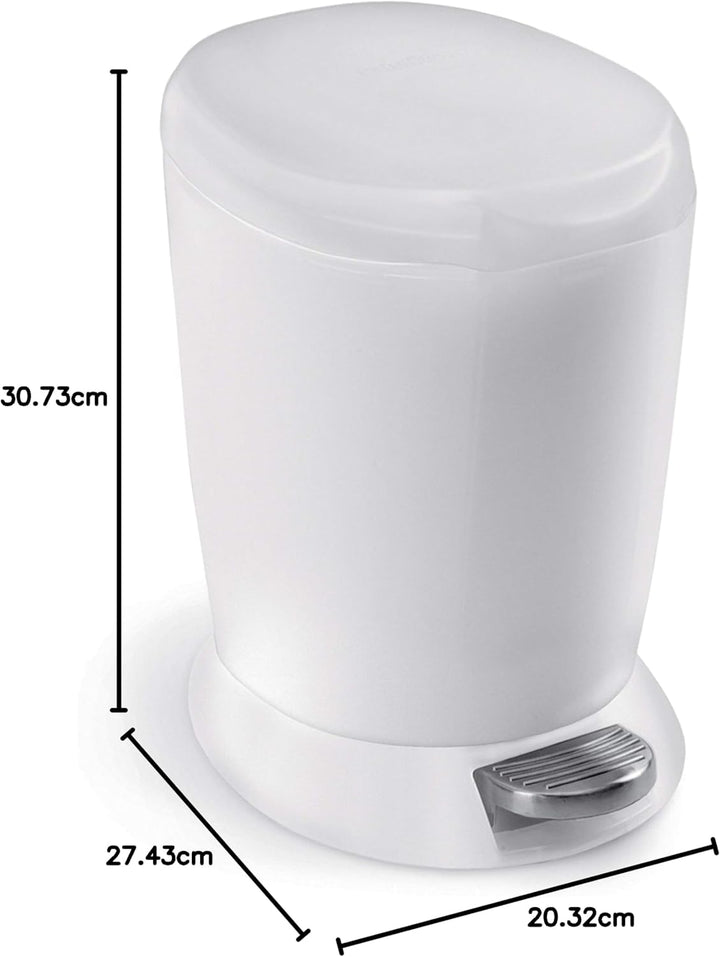 simplehuman CW1318 6 Liter, runder Treteimer, kleiner Mülleimer Bad Badezimmer Büro Schlafzimmer, we