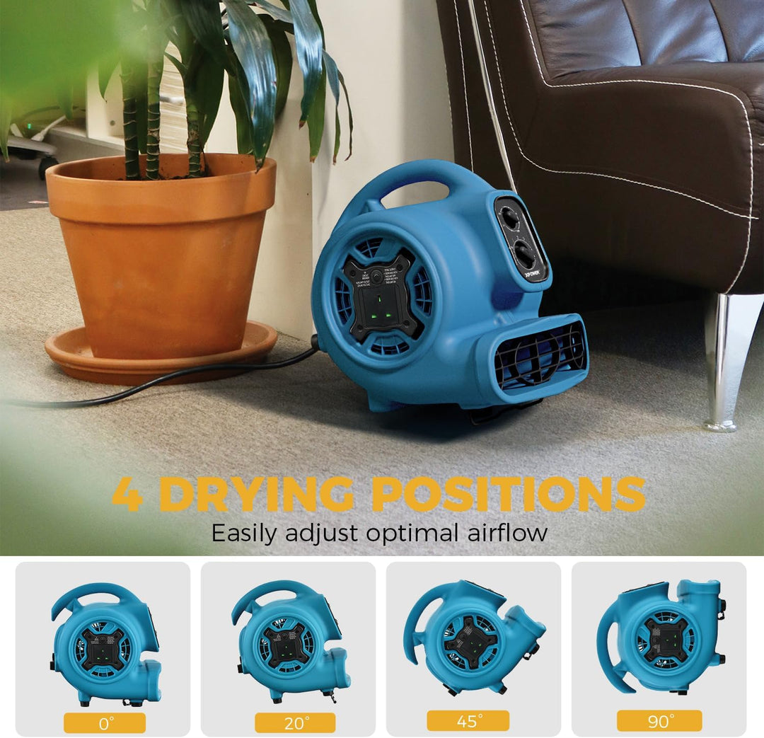 XPower Mighty Centrifugal Air Mover, Carpet Dryer, Floor Fan, Blower, Stackable, Daisy Chain, for Wa