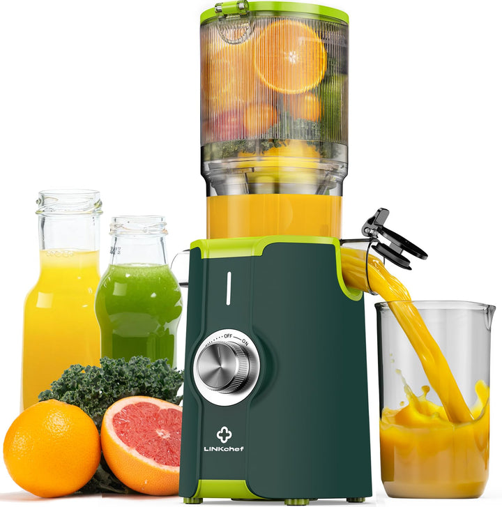 LINKChef Blitzreiniger Entsafter, NO-Prep Slow Juicer für Ganze Gemüse und Obst, Juicer Machine mit