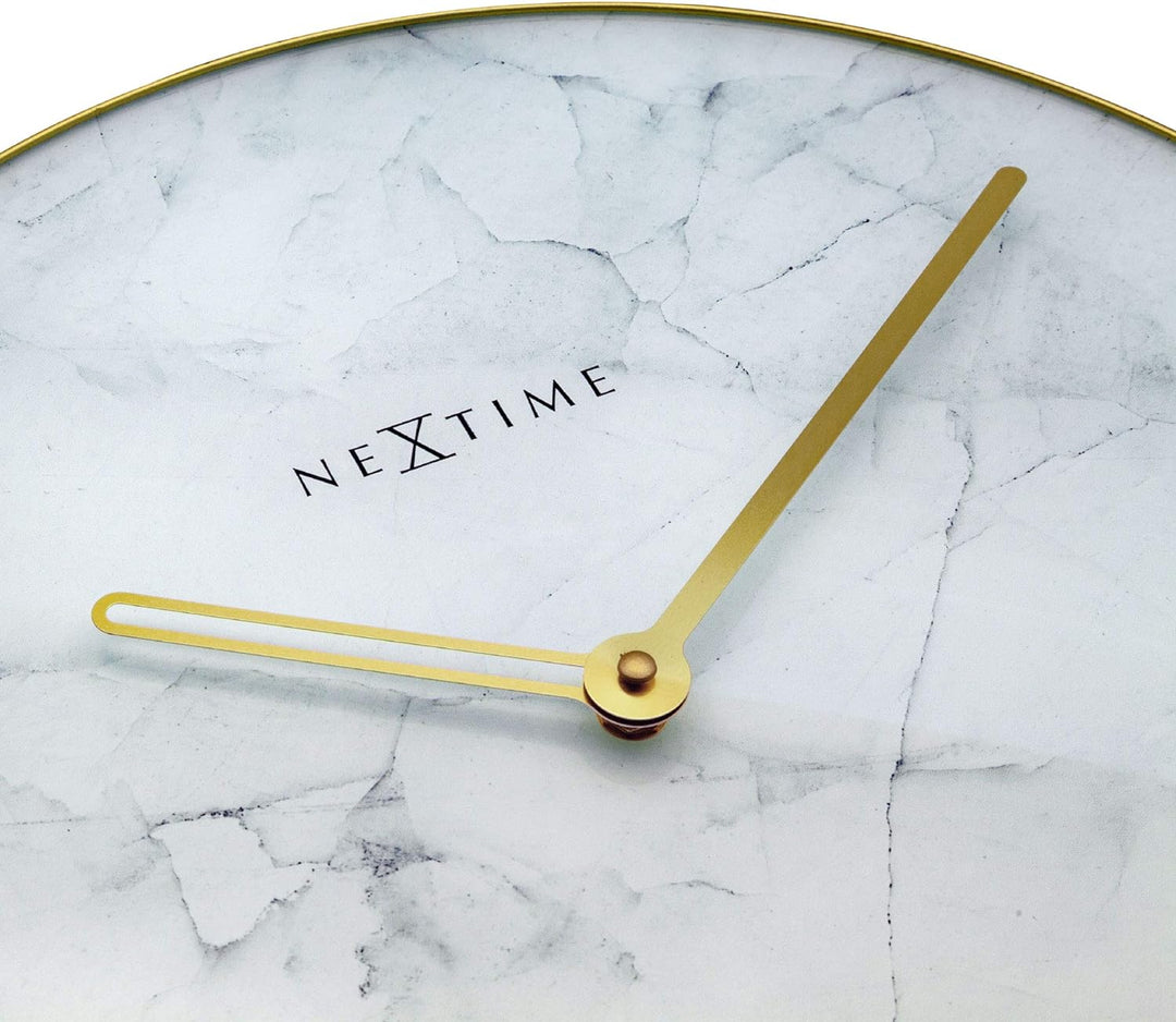 Nextime Marble Wanduhren, Metall und Kunststoff, Weiss, Ø 40 cm Ø 40 cm Weiss, Ø 40 cm Weiss