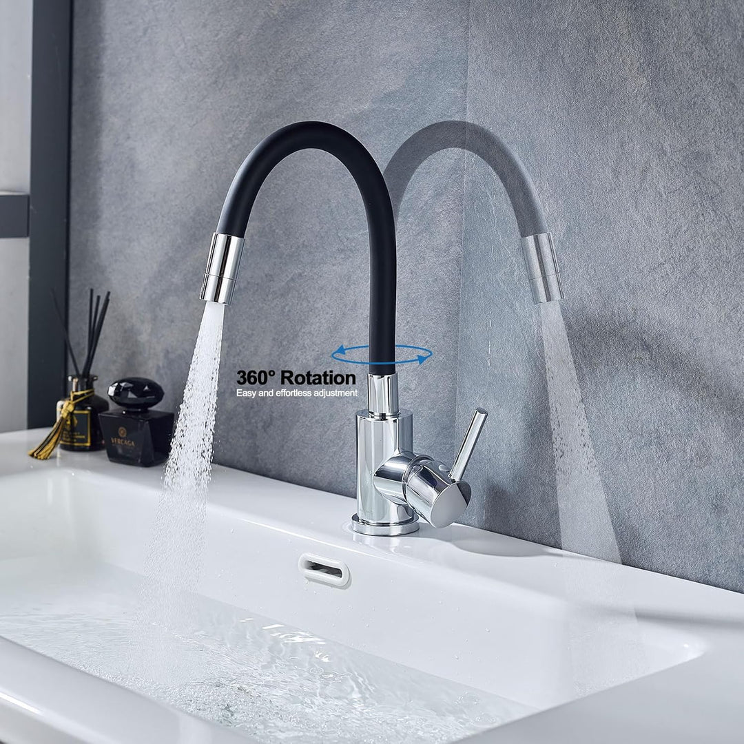 Wasserhahn Bad Mit 2 Wasserstrahlarten,Waschtischarmatur Aus Sicherer Silikonschlauch,360° drehbare,