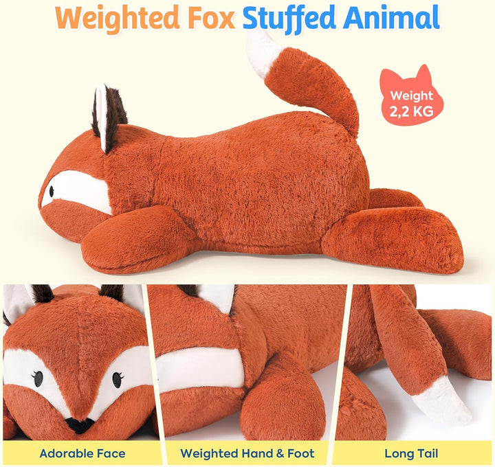 shownicer Gewichtstiere Fuchs 2,2 KG Gewichtetes Kuscheltier Fuchs Stofftier Grosses Plüschtier XXL