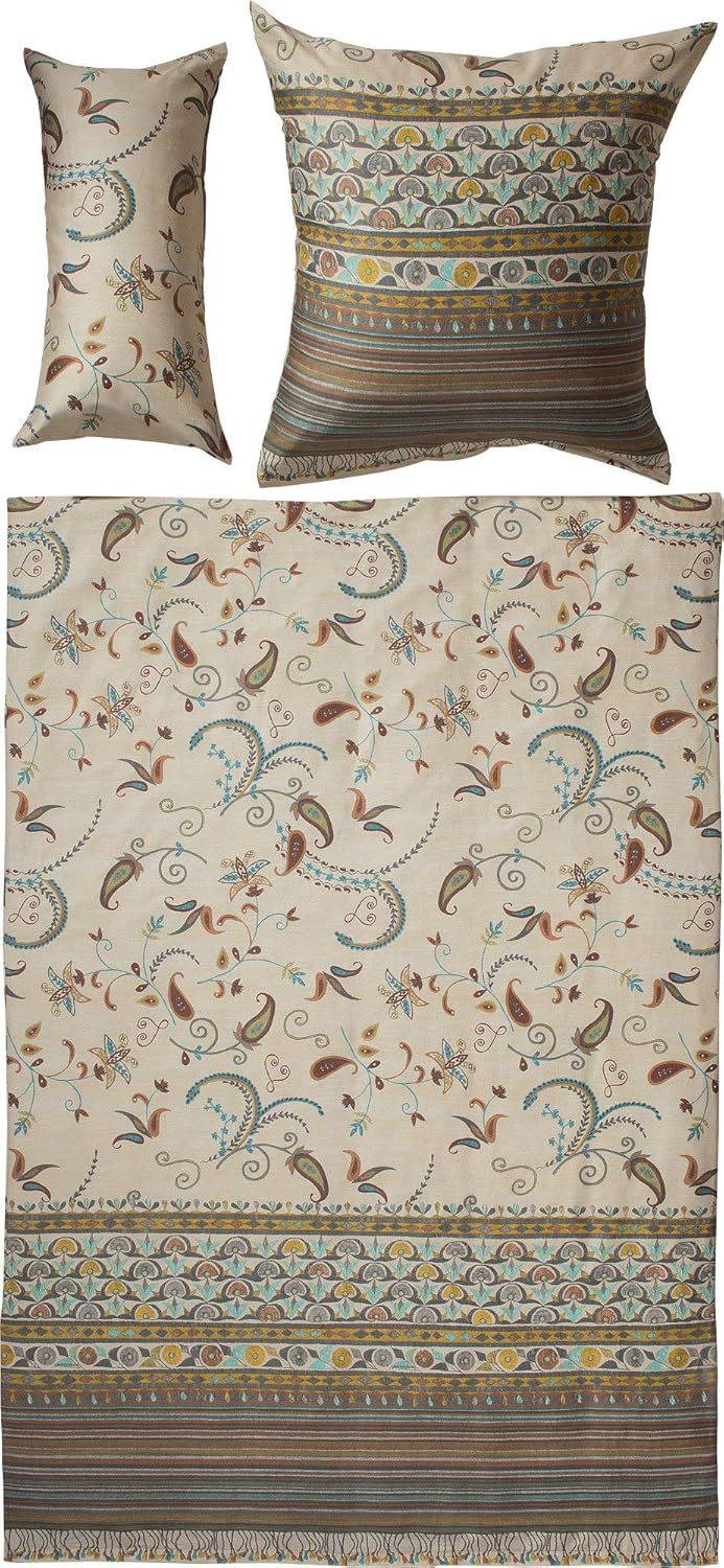 Bassetti Bettwäsche Lilith Feinsatin Natur-beige-braun Grösse 200x200 cm (80x80 cm) 200 x 200 cm Bei