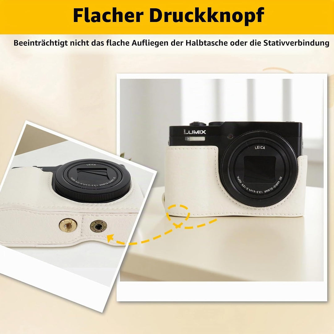 Rieibi TZ99 Kameratasche, PU Leder Kameratasche für Panasonic Lumix DC-TZ99 Digitalkamera, abnehmbar