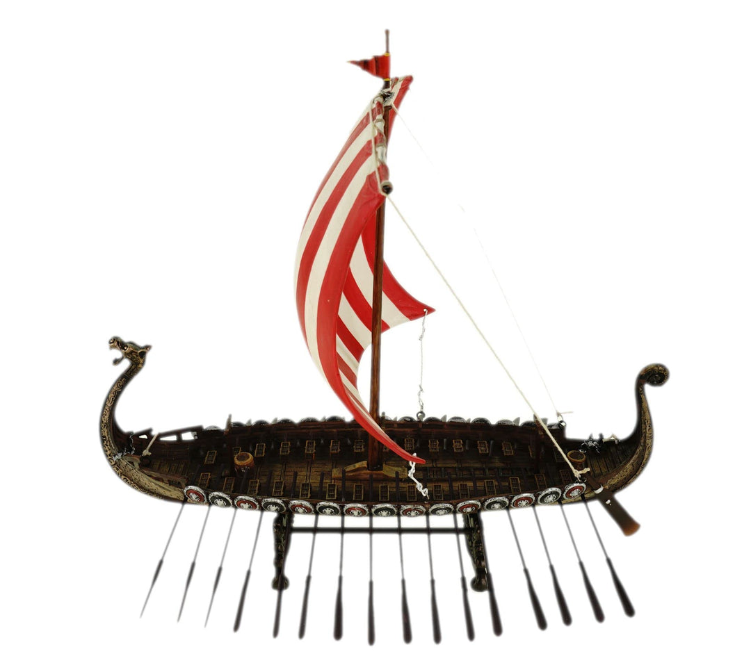 Wikingerschiff mit Drachenkopf Figur Wikingder