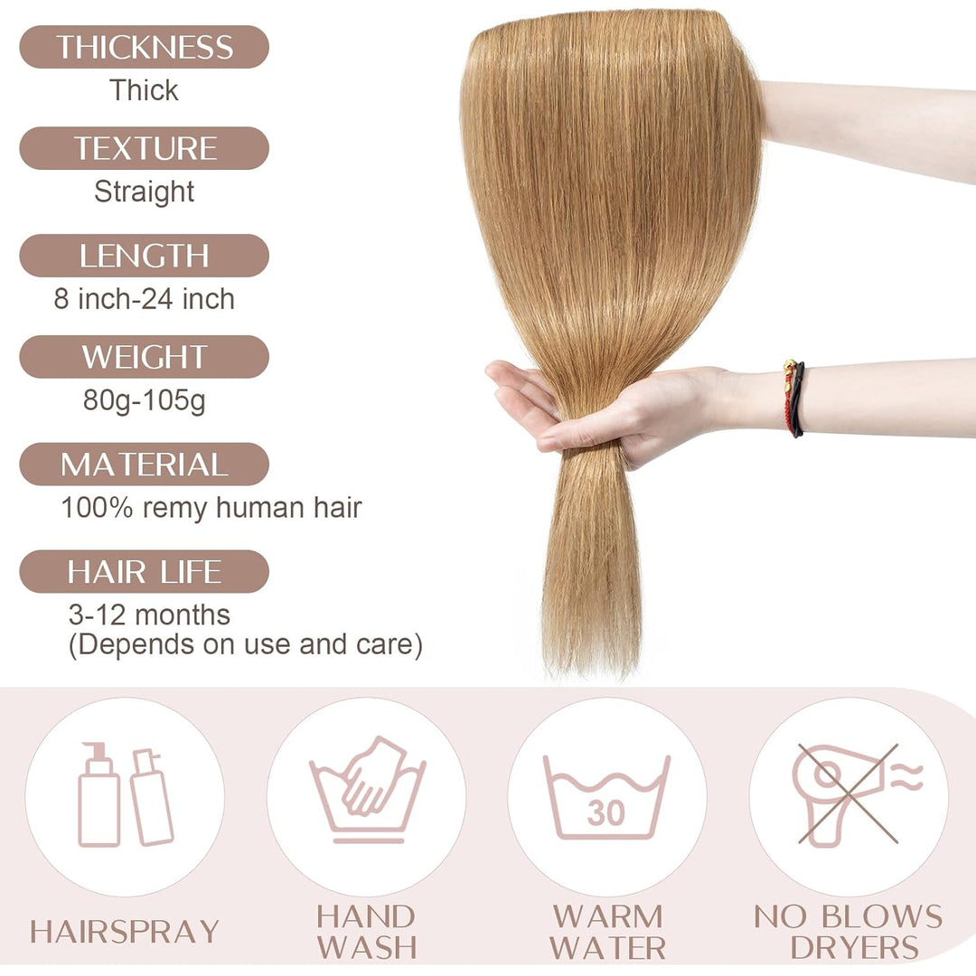 SEGO Haarteil Clip in Extensions Echthaar DICKER 1 Tresse 5 Clips Dicker Dichter Haarverlängerung 10