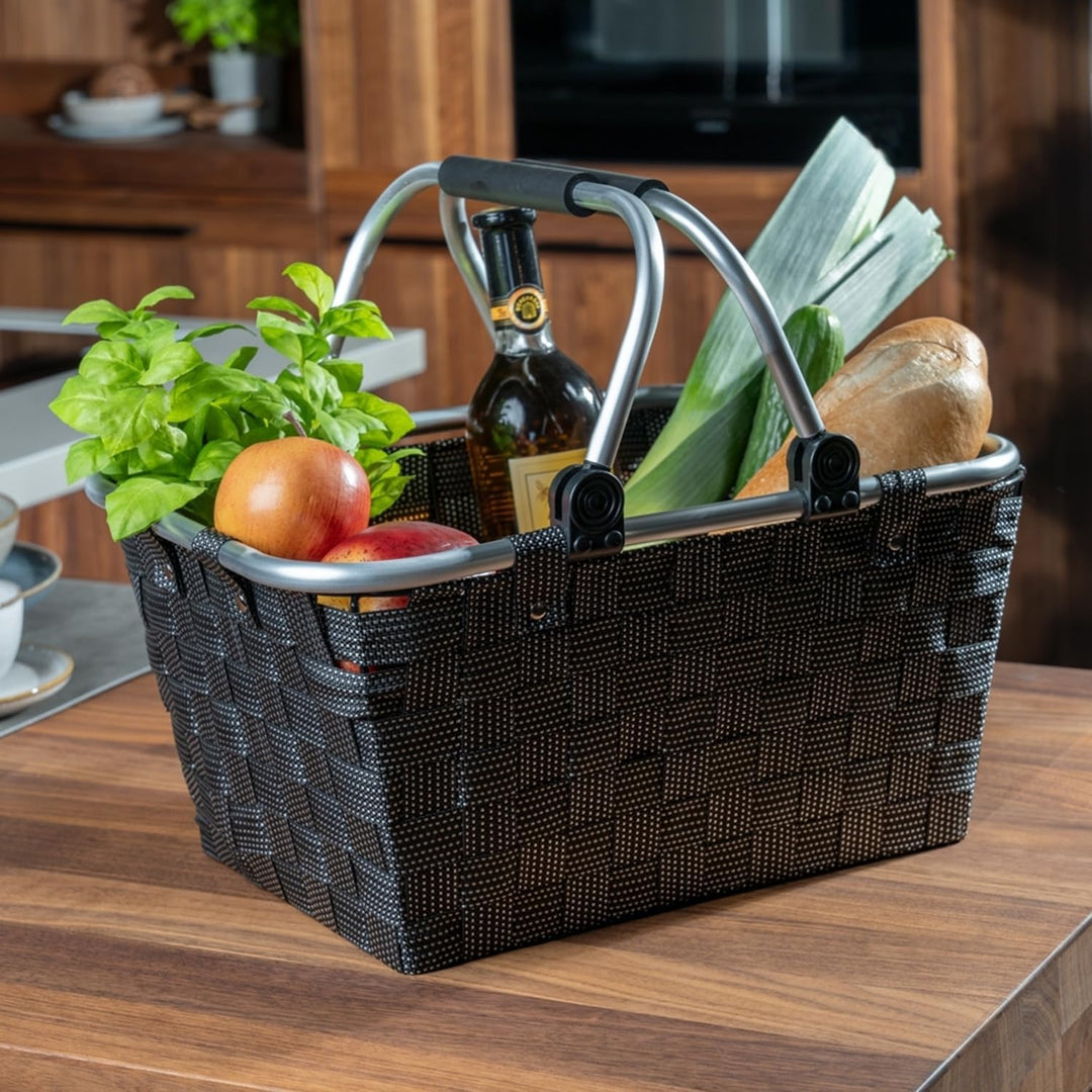 Home4You Einkaufskörbe 2er Set mit Griffen - 40 x 19,5 x 30 cm - Schwarz - Kunststoff - Einkaufstasc