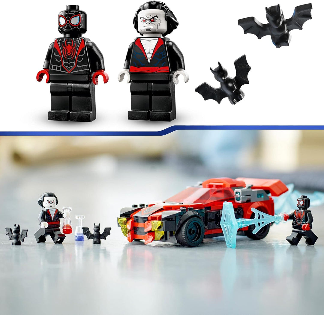 LEGO 76244 Marvel Miles Morales vs. Morbius Set, Spider-Man Rennwagen Spielzeugauto zum Bauen aus Ab