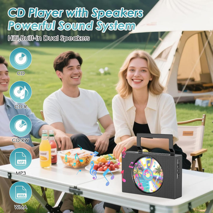 Gueray Radio mit CD Player Tragbar CD-Player Kinder Discman mit Bluetooth Lautsprecher Anzeige Unter