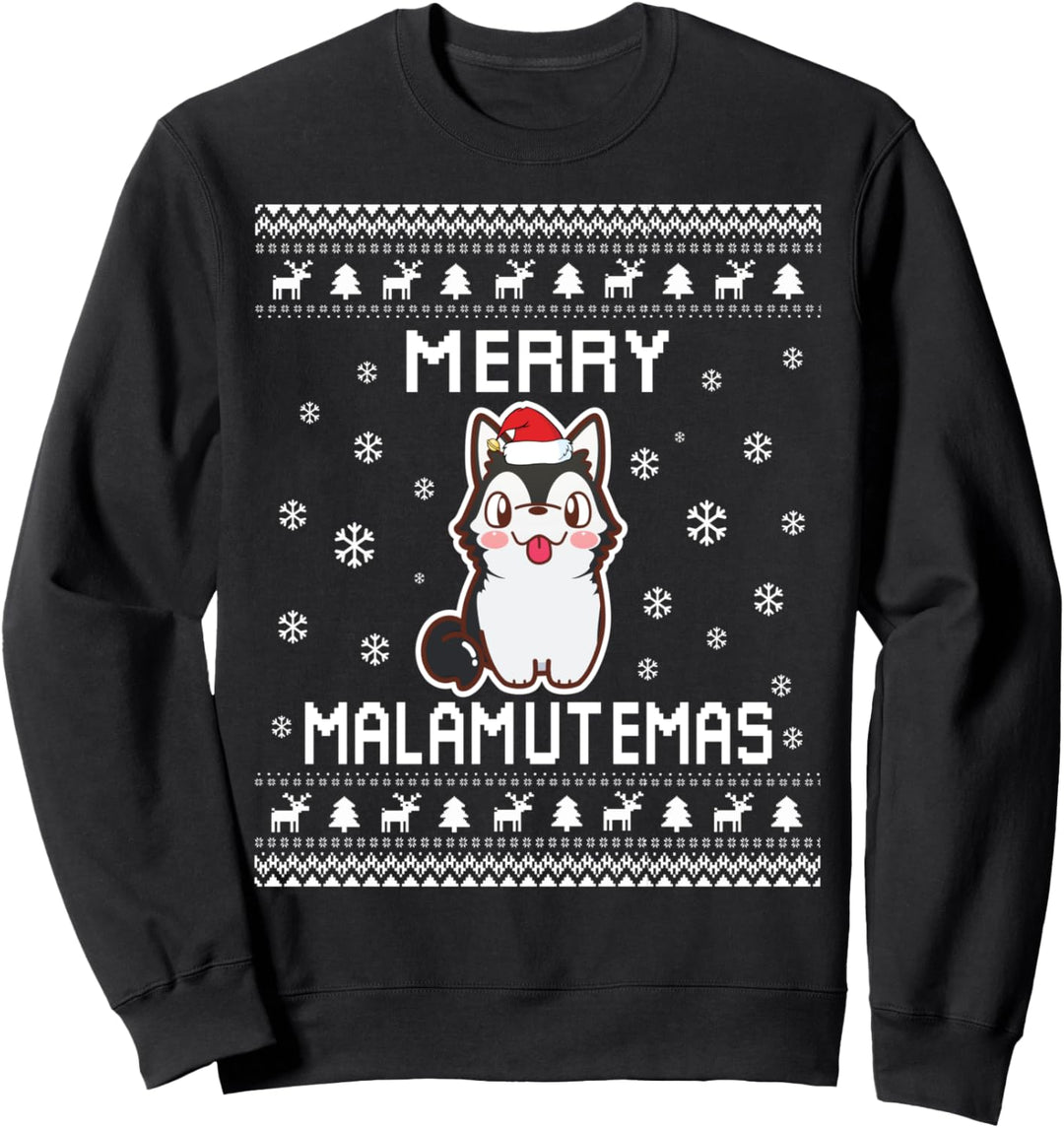 Alaskan Malamute Hund Ugly Christmas Sweater für Weihnachten Sweatshirt