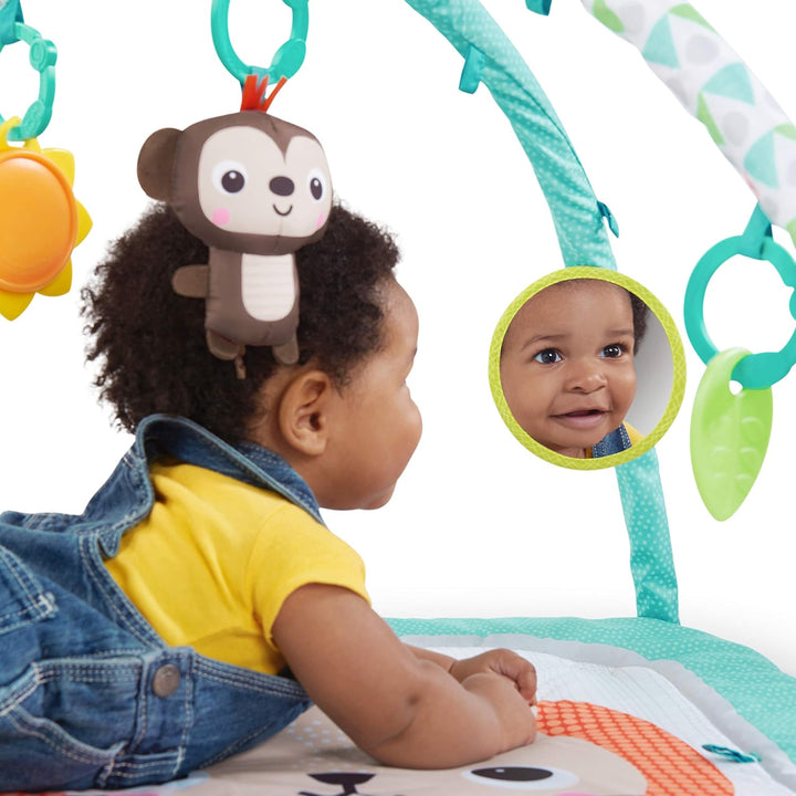 Bright Starts, Safari Blast Gymnastik- und Spielmatte mit Spielzeug zum Mitnehmen, ab Geburt