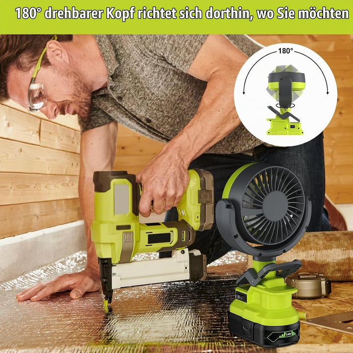 Akku Clip Ventilator für Ryobi 18V Kabelloser Ventilator, Tischventilator,Camping Ventilator 180°C s