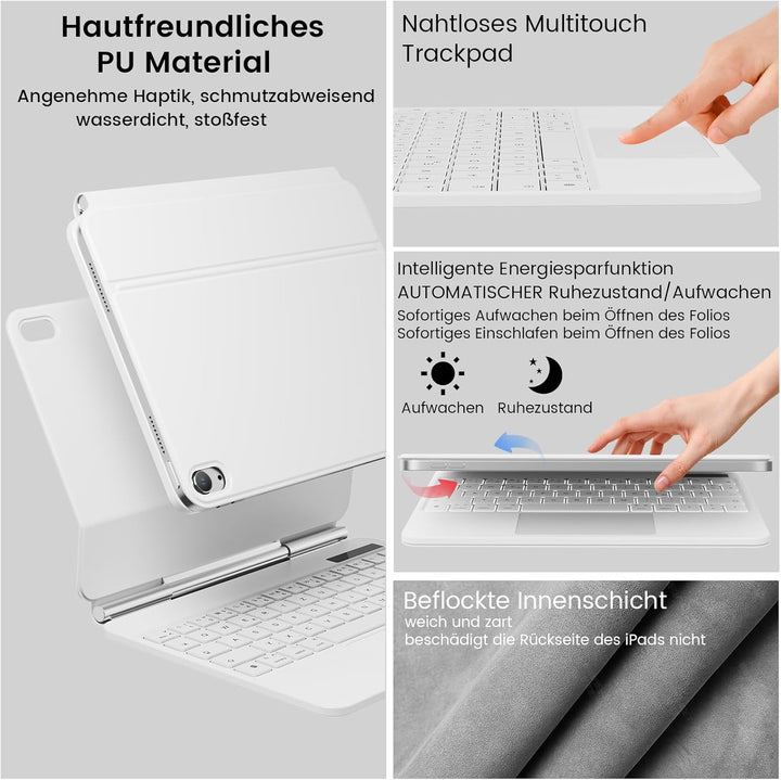 Hülle mit Tastatur für iPad A16 11 Generation 2025/10 Generation 2022 (11/10.9 Zoll), ipad Magic Key