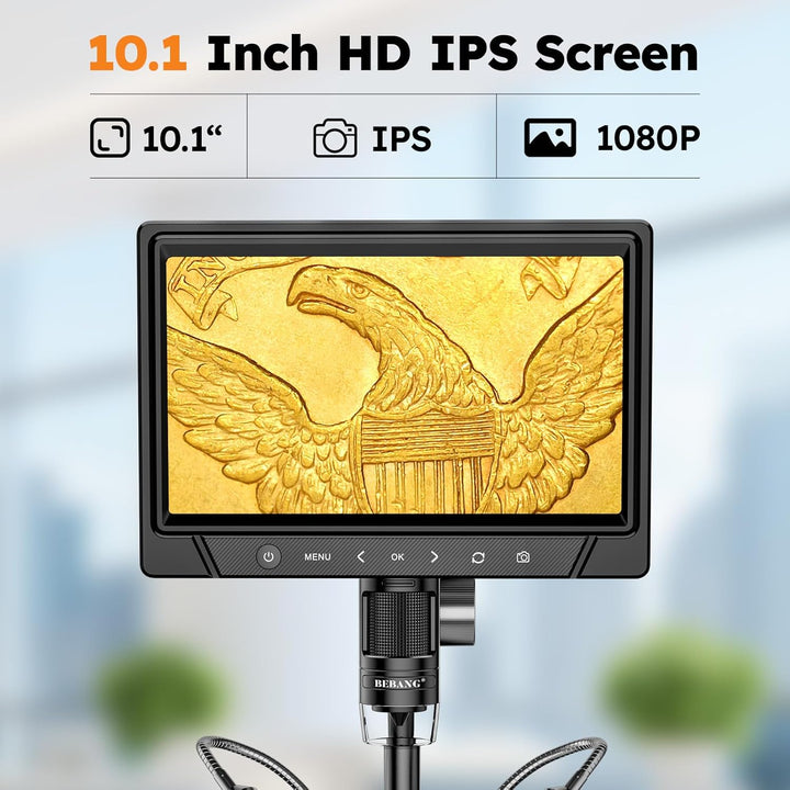 BEBANG 10.1" LCD Digitales Mikroskop 1200x für Erwachsene,3024P Münz Mikroskop Lupe,12MP Lötmikrosko