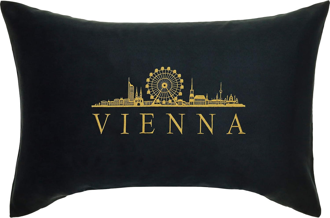 EXPRESS-STICKEREI Vienna Kissen mit Füllung & Motiv Stadt/City Wien Geschenk Souvenir Wohnzimmer Dek