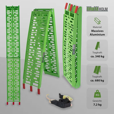 TRUTZHOLM® 2X Auffahrrampe 680 kg Faltbare ALU Rampen klappbar Alu Auffahrrampe Rampe Verladerampen