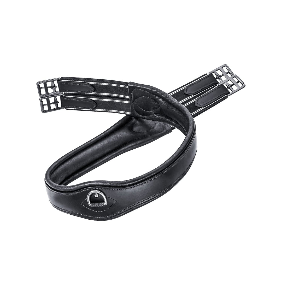 SUNRIDE Sattelgurt Soho aus Echtleder, anatomisch mit D-Ring (3X) für Hilfszügel (125 cm, schwarz) 1