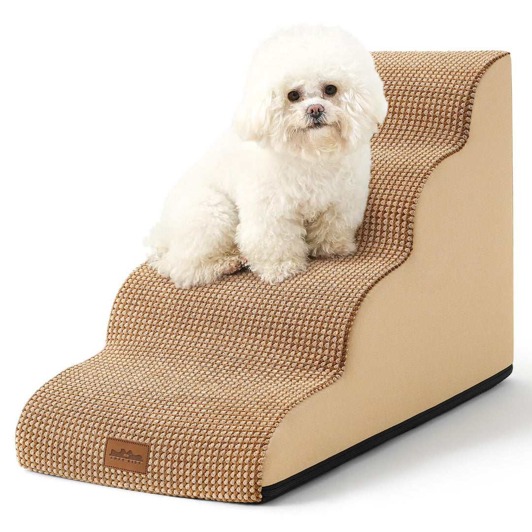 COZY KISS Hundetreppe für Kleine Hunde 50cm, Haustiertreppe für Bett aus Hochdichtem Schwamm, Hunde