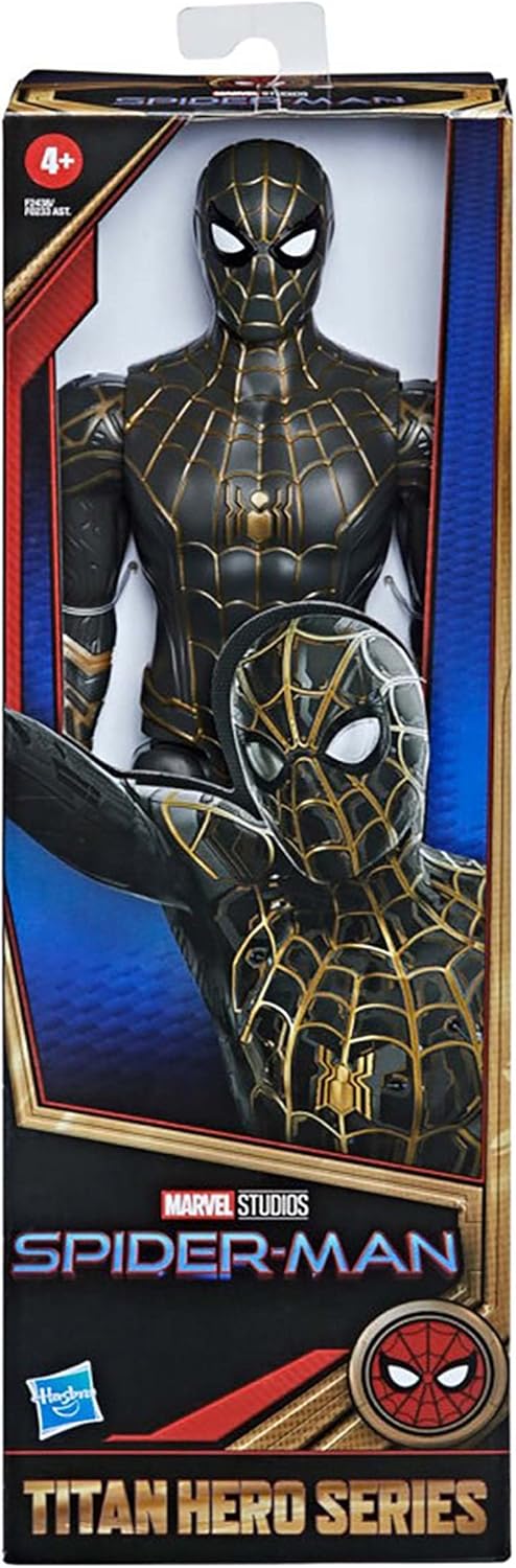 Spider-Man Marvel Titan Hero Series Actionfigur, 30 cm, schwarz-Goldener Anzug, Actionfigur, Spielze