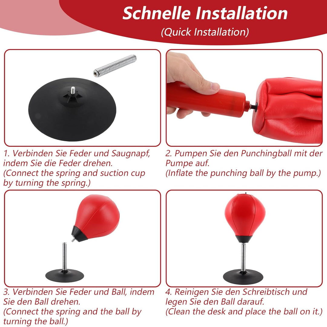 Boxsack für den Schreibtisch mit Tischklemme, Boxball mit Starken Saugnäpfen, Boxsack Stehend Kinder
