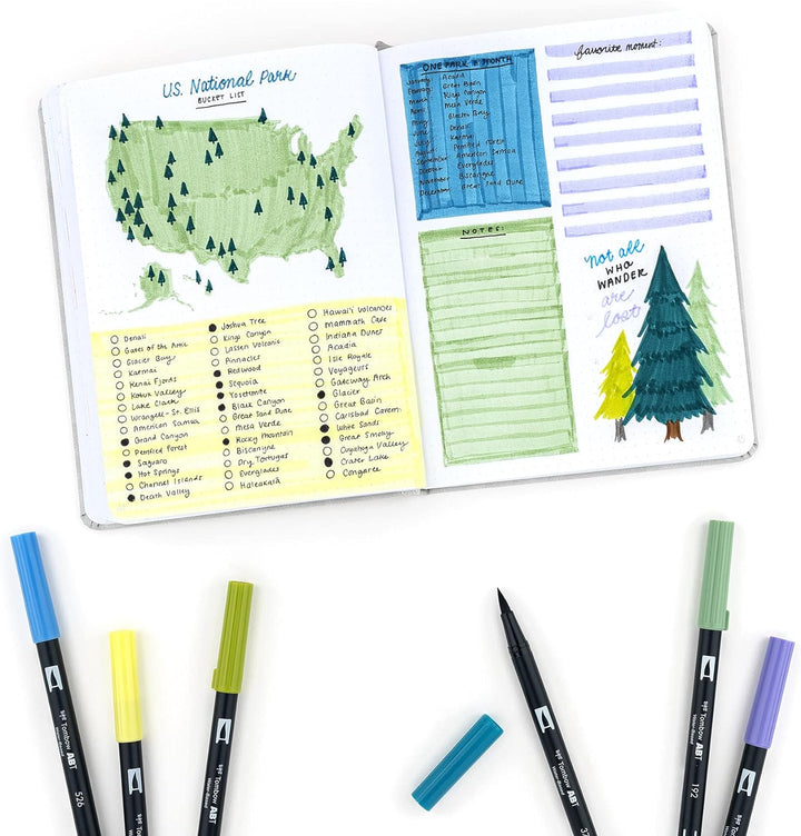 Tombow 56169 Dual Brush Pen Art Marker, Querformat, 10 Stück Mischbare, Pinsel- und feine Spitze