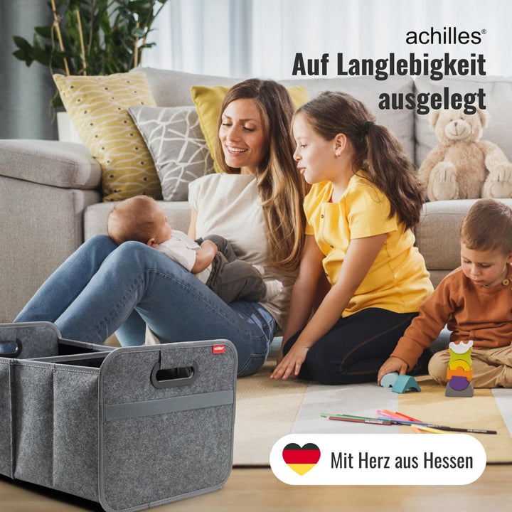Achilles Auto-Faltbox XL - Kofferraumtasche Mit Grossem Stauraum - Grosse Filz-Einkaufstasche - Aufb