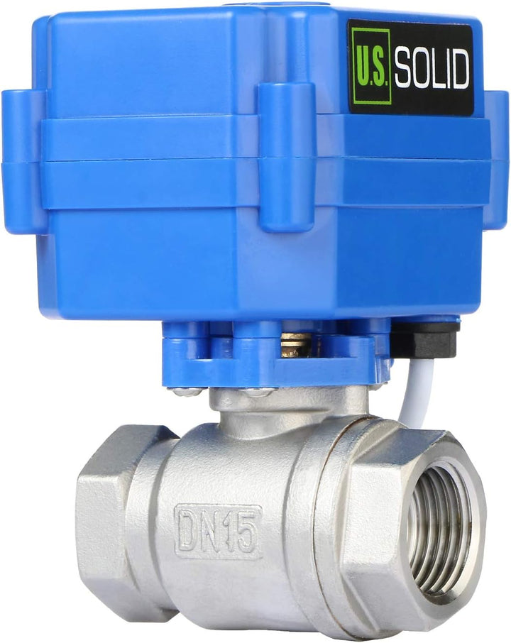 U.S. Solid 1/2" Motorkugelhahn Edelstahl Elektrische Zonenventil DN15, 9-24V AC/DC, 3 Drähte Edelsta