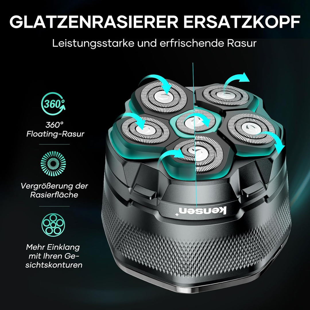 Ersatzrasierkopf für Glatzen Rasierer Herren, kensen 6D Kopfrasierer Schwimmender Rasierkopf Magneti